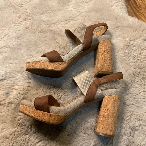 Yellowbox Amil Block Heeled‎ Sandals Cork Platform Size 8.5 Womens - Picture 6 of 11